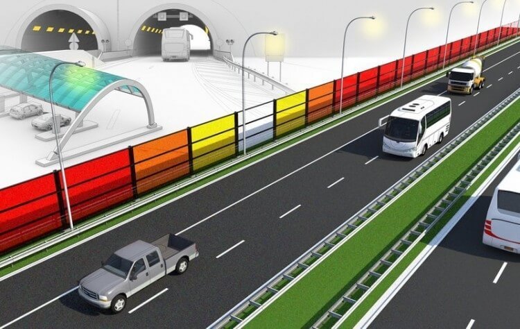 Шумовые заслоны для шоссе, генерирующие солнечную энергию