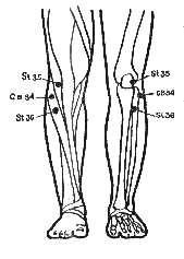 Точки для снятия отеков в коленных суставах