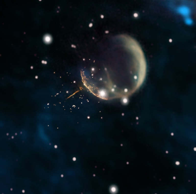 Сверхновая выстрелила пульсаром как "пушечным ядром" 
